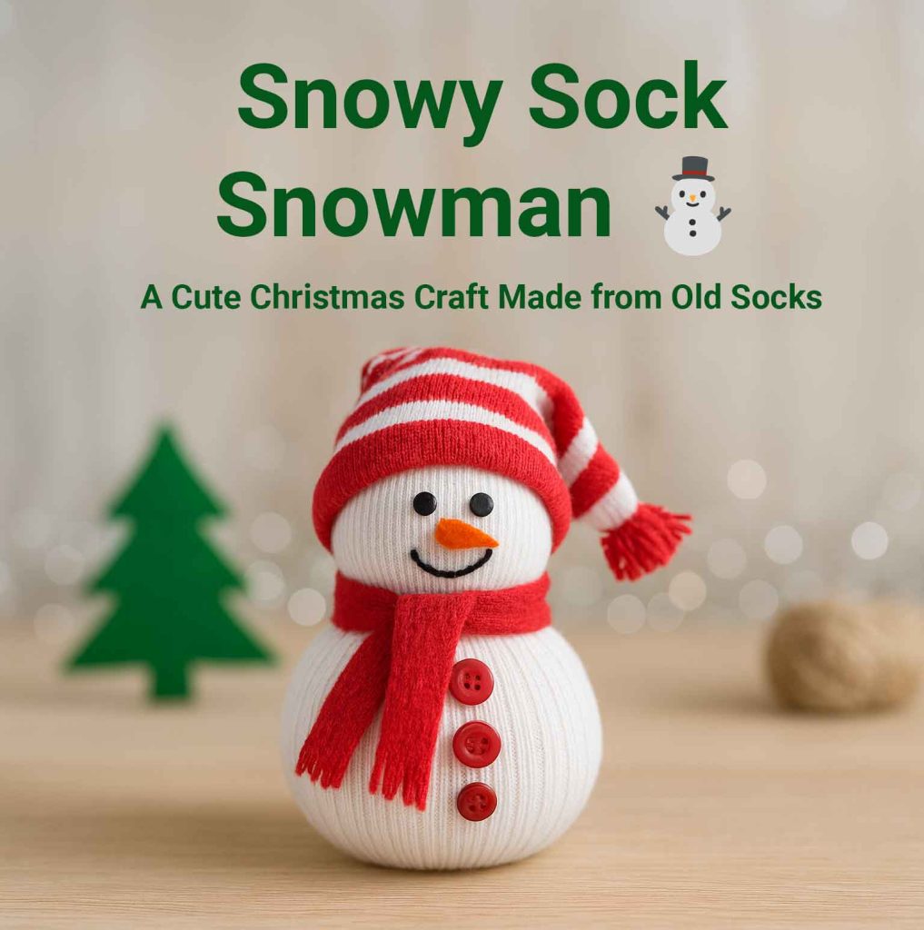 Snowy Sock Snowman ⛄ — A Cute Christmas Craft Made from Old Socks