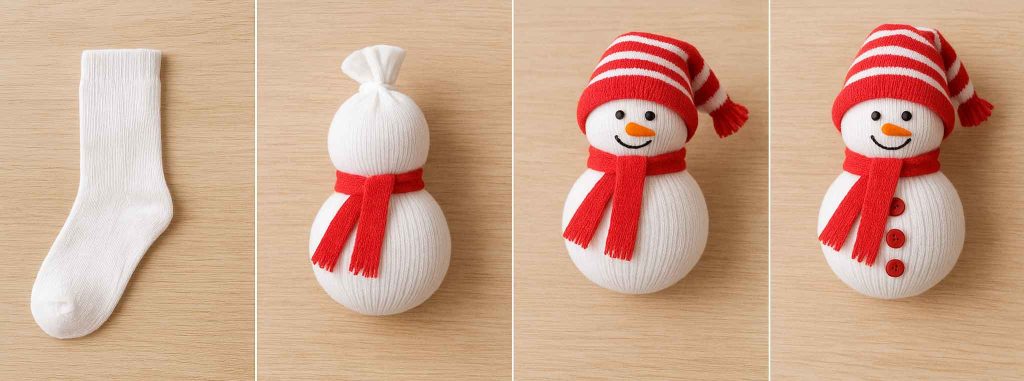 snowy sock snowman steps