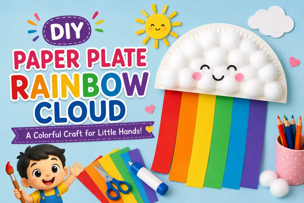 DIY Paper Plate Rainbow Cloud