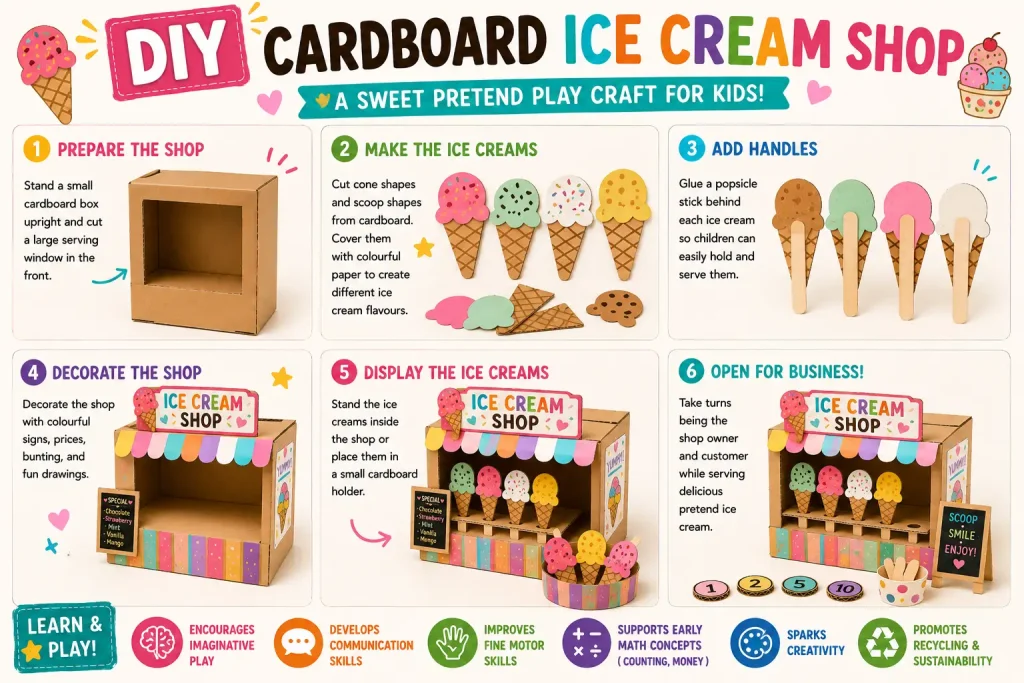 DIY Cardboard Ice Cream Shop steps