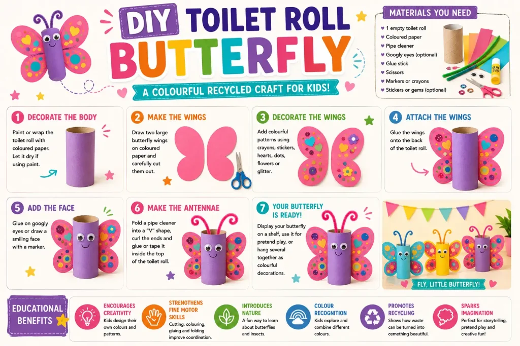 DIY Toilet Roll Butterfly Steps