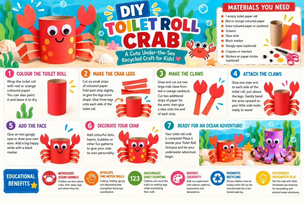 DIY Toilet Roll Crab: A Cute Under-the-Sea Recycled Craft for Kids